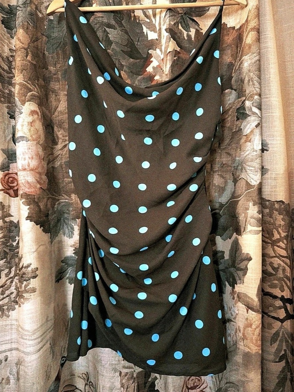 Zara Polka Dot Mini Dress Brown & Blue Size Small
